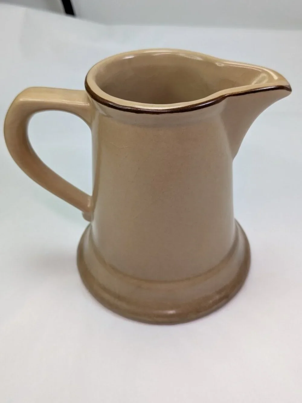 Rustic Farmhouse Stoneware Pitcher Warm Toast Brown Bud Vase Cottagecore Decor